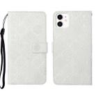 For iPhone 13 Ethnic Style Embossed Pattern Leather Phone Case(White) - 1