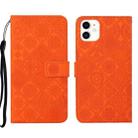 For iPhone 13 Pro Ethnic Style Embossed Pattern Leather Phone Case (Orange) - 1