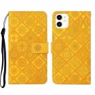 For iPhone 13 mini Ethnic Style Embossed Pattern Leather Phone Case (Yellow) - 1