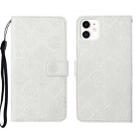 For iPhone 13 mini Ethnic Style Embossed Pattern Leather Phone Case (White) - 1