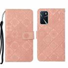 For OPPO A16 Ethnic Style Embossed Pattern Leather Phone Case(Pink) - 1