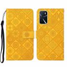 For OPPO A16 Ethnic Style Embossed Pattern Leather Phone Case(Yellow) - 1