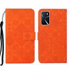 For OPPO A16 Ethnic Style Embossed Pattern Leather Phone Case(Orange) - 1