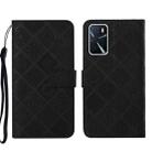 For OPPO A16 Ethnic Style Embossed Pattern Leather Phone Case(Black) - 1