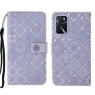 For OPPO A16 Ethnic Style Embossed Pattern Leather Phone Case(Purple) - 1