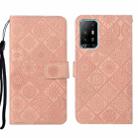For OPPO A94 5G Ethnic Style Embossed Pattern Leather Phone Case(Pink) - 1