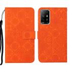 For OPPO A94 5G Ethnic Style Embossed Pattern Leather Phone Case(Orange) - 1