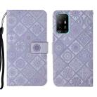 For OPPO A94 5G Ethnic Style Embossed Pattern Leather Phone Case(Purple) - 1