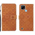 For OPPO Realme C20 / C21 Ethnic Style Embossed Pattern Leather Phone Case(Brown) - 1