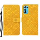 For OPPO Reno5 5G Ethnic Style Embossed Pattern Leather Phone Case(Yellow) - 1