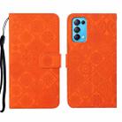 For OPPO Reno5 5G Ethnic Style Embossed Pattern Leather Phone Case(Orange) - 1