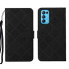 For OPPO Reno5 5G Ethnic Style Embossed Pattern Leather Phone Case(Black) - 1