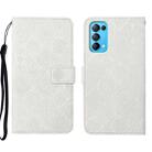 For OPPO Reno5 5G Ethnic Style Embossed Pattern Leather Phone Case(White) - 1