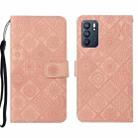 For OPPO Reno6 5G Ethnic Style Embossed Pattern Leather Phone Case(Pink) - 1