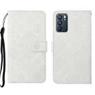 For OPPO Reno6 5G Ethnic Style Embossed Pattern Leather Phone Case(White) - 1