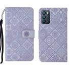 For OPPO Reno6 5G Ethnic Style Embossed Pattern Leather Phone Case(Purple) - 1