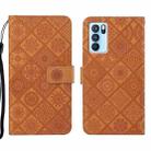 For OPPO Reno6 Pro 5G Ethnic Style Embossed Pattern Leather Phone Case(Brown) - 1