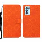 For OPPO Reno6 Pro 5G Ethnic Style Embossed Pattern Leather Phone Case(Orange) - 1