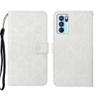 For OPPO Reno6 Pro 5G Ethnic Style Embossed Pattern Leather Phone Case(White) - 1