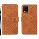 For OPPO Realme 8 4G Ethnic Style Embossed Pattern Leather Phone Case(Brown) - 1