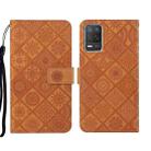 For OPPO Realme 8 5G Ethnic Style Embossed Pattern Leather Phone Case(Brown) - 1