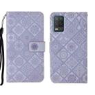 For OPPO Realme 8 5G Ethnic Style Embossed Pattern Leather Phone Case(Purple) - 1