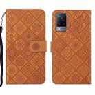 For vivo V21 Ethnic Style Embossed Pattern Leather Phone Case(Brown) - 1