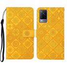 For vivo V21 Ethnic Style Embossed Pattern Leather Phone Case(Yellow) - 1