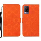 For vivo V21 Ethnic Style Embossed Pattern Leather Phone Case(Orange) - 1