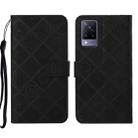 For vivo V21 Ethnic Style Embossed Pattern Leather Phone Case(Black) - 1
