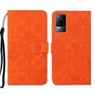 For vivo V21e 4G Ethnic Style Embossed Pattern Leather Phone Case(Orange) - 1