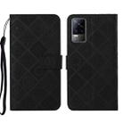 For vivo V21e 4G Ethnic Style Embossed Pattern Leather Phone Case(Black) - 1