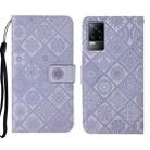 For vivo V21e 4G Ethnic Style Embossed Pattern Leather Phone Case(Purple) - 1