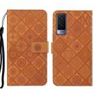 For vivo V21e 5G Ethnic Style Embossed Pattern Leather Phone Case(Brown) - 1