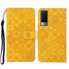 For vivo V21e 5G Ethnic Style Embossed Pattern Leather Phone Case(Yellow) - 1