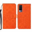 For vivo V21e 5G Ethnic Style Embossed Pattern Leather Phone Case(Orange) - 1