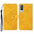 For vivo Y51 2020 Ethnic Style Embossed Pattern Leather Phone Case(Yellow) - 1
