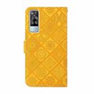For vivo Y51 2020 Ethnic Style Embossed Pattern Leather Phone Case(Yellow) - 3