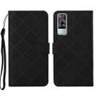 For vivo Y51 2020 Ethnic Style Embossed Pattern Leather Phone Case(Black) - 1