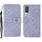 For vivo Y51 2020 Ethnic Style Embossed Pattern Leather Phone Case(Purple) - 1