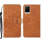 For vivo Y21 Ethnic Style Embossed Pattern Leather Phone Case(Brown) - 1