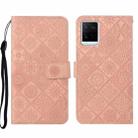 For vivo Y21 Ethnic Style Embossed Pattern Leather Phone Case(Pink) - 1