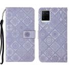 For vivo Y21 Ethnic Style Embossed Pattern Leather Phone Case(Purple) - 1