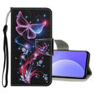 For Xiaomi Redmi Note 11 China Colored Drawing Pattern Flip Leather Case(Fluorescent Butterfly) - 1