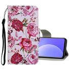 For Xiaomi Redmi K40 Colored Drawing Pattern Flip Leather Case(Peony) - 1
