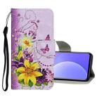 For Xiaomi Redmi Note 10 4G Colored Drawing Pattern Flip Leather Case(Yellow Flower Butterfly) - 1