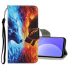 For Xiaomi Mi 10T / 10T Pro 5G Colored Drawing Pattern Flip Leather Case(Flame Wolf) - 1