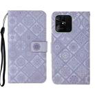 For Xiaomi Redmi 10C Ethnic Style Embossed Pattern Leather Phone Case(Purple) - 1