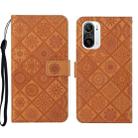 For Xiaomi Redmi K40 Ethnic Style Embossed Pattern Leather Phone Case(Brown) - 1