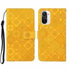 For Xiaomi Redmi K40 Ethnic Style Embossed Pattern Leather Phone Case(Yellow) - 1